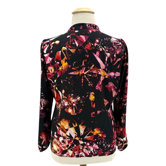 NEW Worthington Womens XL Top Abstract Diamond Multicolor Satin Blouse - Picture 6 of 8